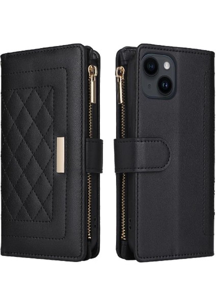 IPhone 15 Için Flip Case Artı Darbeye Cüzdan Kart Yuvaları Kayış (Yurt Dışından)