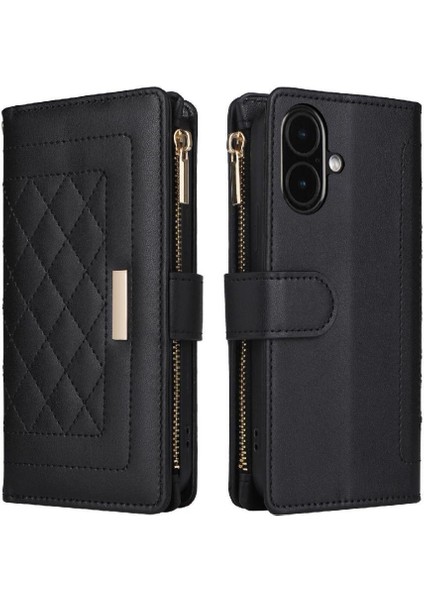 IPhone 16 Için Flip Case Darbeye Kart Yuvaları Cüzdan Kayış (Yurt Dışından)
