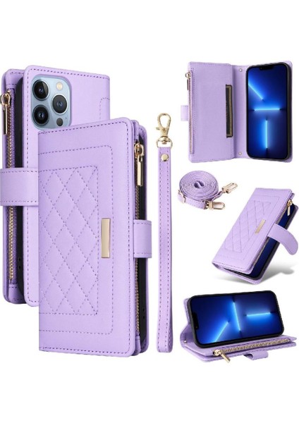 IPhone 14 Için Flip Case Pro Darbeye Cüzdan Kayış Kart Yuvaları (Yurt Dışından)