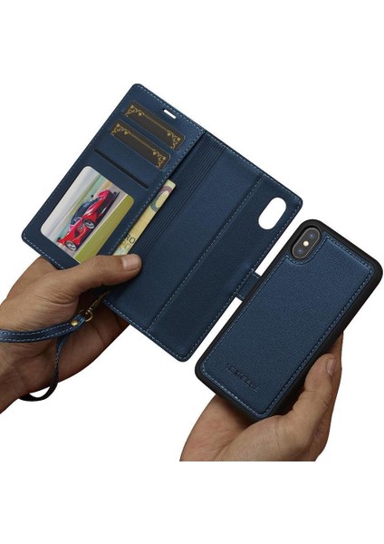 IPhone Için Flip Case X/xs Cüzdan Durumda Ayrılabilir 2 In 1 Bölünmüş Deri Pu (Yurt Dışından)