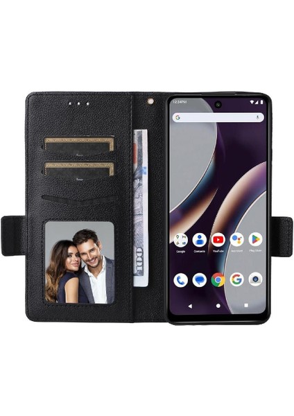 Blu G54 Yan Toka Pu Deri Manyetik Cüzdan Kart Yuvaları Için Flip Case (Yurt Dışından)