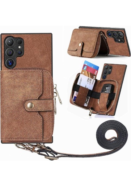 Galaxy S24 Ultra Ayarlanabilir Kordon 7 Kart Yuvaları Için Kılıf Standı (Yurt Dışından)