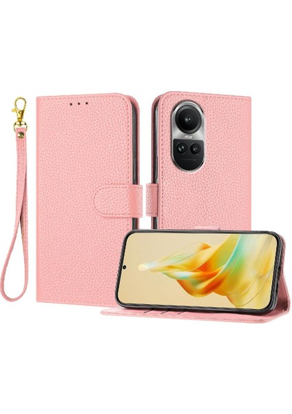 MY Boutique1 Oppo Phone 10 5g Için Telefon Kılıfı Litchi Desen Flip Folio Kart Yuvaları Tutucu (Yurt Dışından)