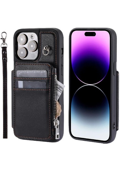 Cüzdan Kılıf IPhone 13 Için Pro Max Pu Deri Kickstand Flip Folio Kılıf 3 (Yurt Dışından)