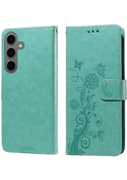 Galaxy S24 Deri Cardyuvaları Çiçek Flip Case Için Flip Case (Yurt Dışından)