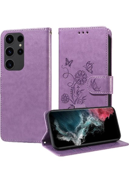 Galaxy S22 Için Flip Case Ultra Deri Çevirme Çiçek Kart Yuvaları (Yurt Dışından) modelleri