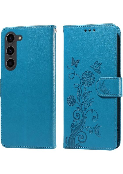 Galaxy S23 Deri Flip Kart Yuvaları Çiçek Için Flip Case (Yurt Dışından)