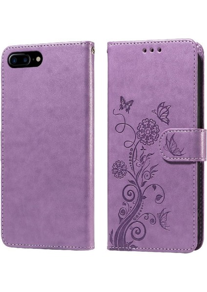 IPhone 7 Için Flip Case Artı/8 Artı Kart Yuvaları Çiçek Deri Flip (Yurt Dışından)