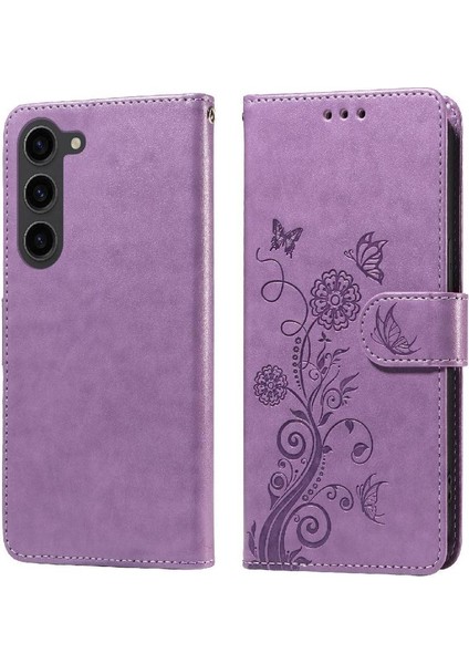Galaxy S23 Deri Flip Kart Yuvaları Çiçek Için Flip Case (Yurt Dışından)