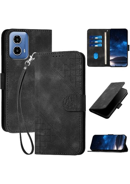 Motorola Moto G34 ve Ayrılabilir El ile Kredi Kartı Yuvası Için Flip Case (Yurt Dışından)