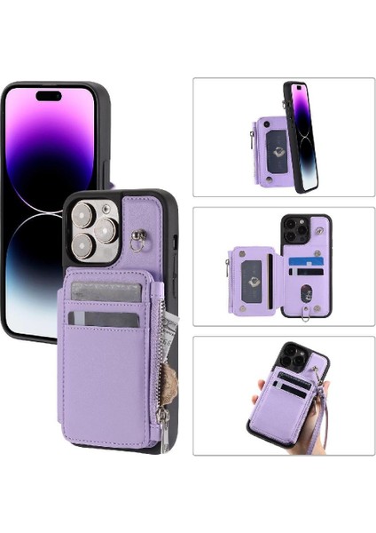 IPhone 15 Için Cüzdan Durumda Pro Max Kickstand Rfıd Engelleme 3 Büyük Kart Pu (Yurt Dışından)