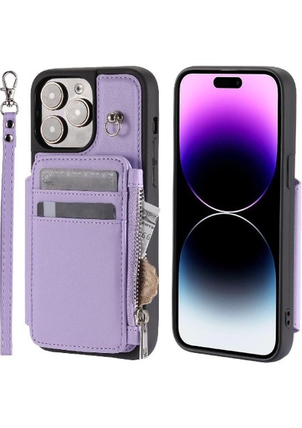 IPhone 15 Için Cüzdan Durumda Pro Max Kickstand Rfıd Engelleme 3 Büyük Kart Pu (Yurt Dışından)