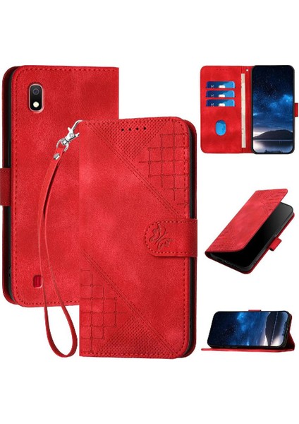 Galaxy A10 Kabartmalı Kelebek ve Kredi Kartı Yuvası Için Flip Case (Yurt Dışından)