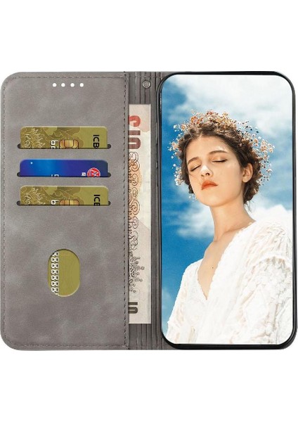 Realme Için 12 Pro Artı 5g Manyetik Kart Yuvaları Tutucu Folio Kapak Pu (Yurt Dışından)