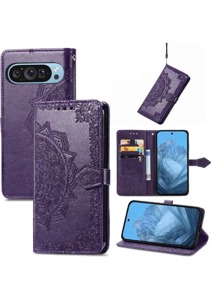Google Piksel 9 Pro Xl Için Flip Case Zarif Desen Darbeye Basit (Yurt Dışından)