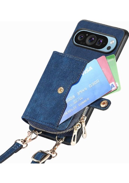 Google Piksel 9 Pro Xl Fermuar Kapatma Standı 7 Kart Yuvaları Premium Için Kılıf (Yurt Dışından)