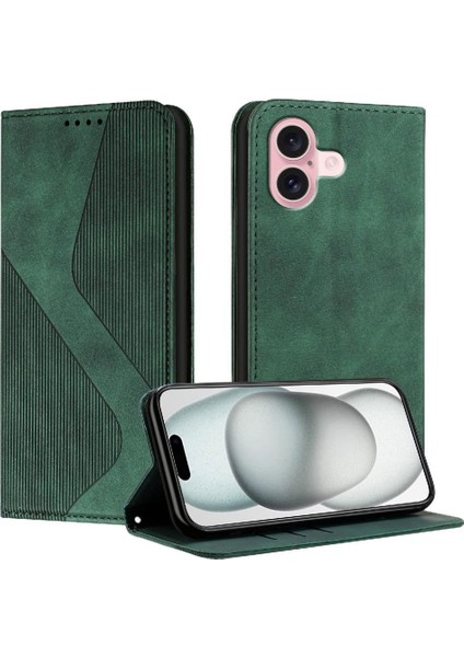 IPhone 16 Için Kılıf Artı Pu Deri Cüzdan Kickstand Manyetik Folio Kapak (Yurt Dışından)