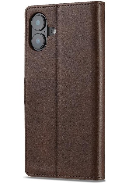 IPhone 16 Için Flip Case Artı Buzağı Doku Yatay Çevir Deri Kılıf (Yurt Dışından)