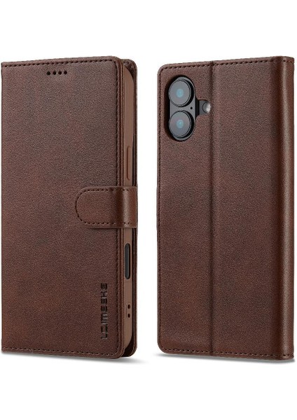 IPhone 16 Için Flip Case Artı Buzağı Doku Yatay Çevir Deri Kılıf (Yurt Dışından)