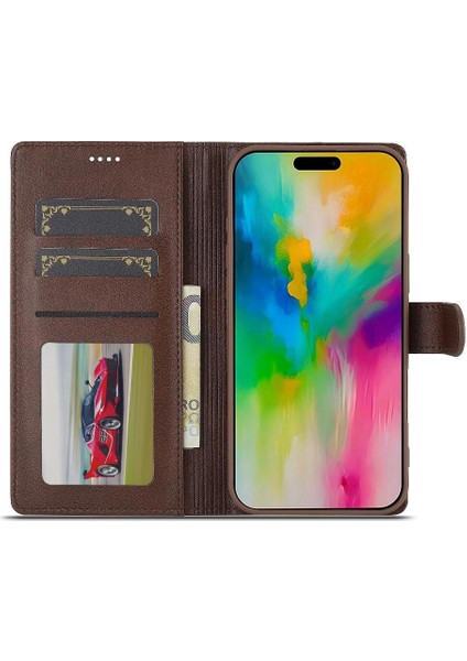 IPhone 16 Için Flip Case Artı Buzağı Doku Yatay Çevir Deri Kılıf (Yurt Dışından)