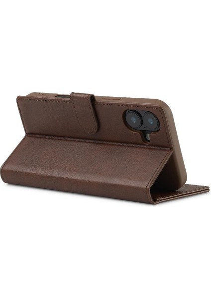 IPhone 16 Için Flip Case Artı Buzağı Doku Yatay Çevir Deri Kılıf (Yurt Dışından)