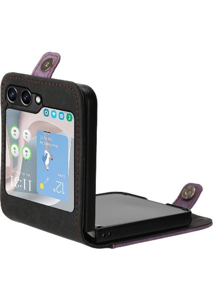 Galaxy Z Flip 6 Için Kickstand Koruyucu Cüzdan Kart Pu ile (Yurt Dışından)