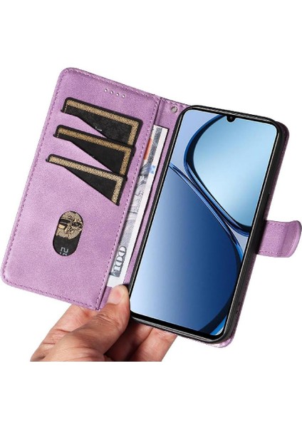 Realme C61 Preslenmiş Pu Deri Ayrılabilir Siyah Bilezik Durumda Için Filp Durumda (Yurt Dışından) fırsatları