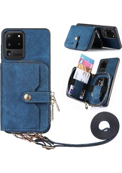 Galaxy S20 Ultra Fermuar Kapatma Standı 7 Kart Yuvaları Için Kılıf (Yurt Dışından)