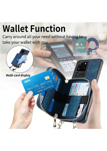 Galaxy S20 Ultra Fermuar Kapatma Standı 7 Kart Yuvaları Için Kılıf (Yurt Dışından) modelleri
