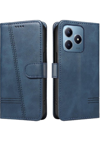 Realme C61 Preslenmiş Pu Deri Ayrılabilir Siyah Bilezik Durumda Için Filp Durumda (Yurt Dışından) indirimleri