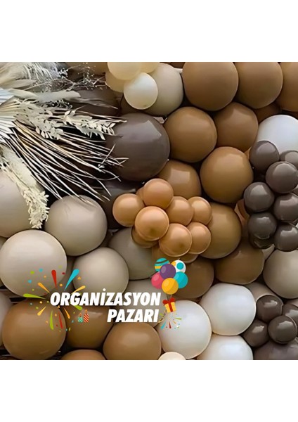 Balon Seti Çikolata Kahve-Karamel-Deniz Kumu-Beyaz 100 Lü Balon Zinciri Seti modelleri