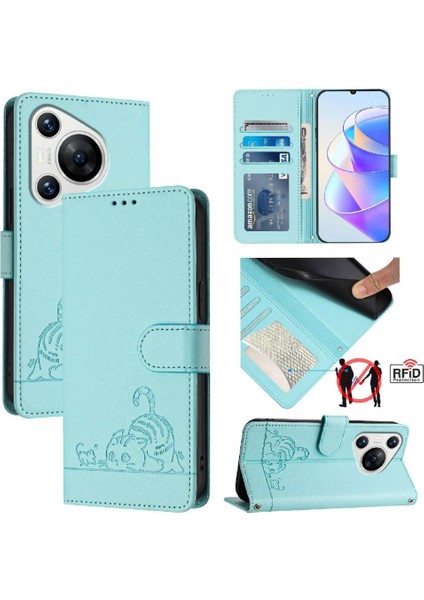 Huawei Huawei Cüzdan Kapak Çevirin Kart Yuvası Tutucu Için Kickstand Kedi Rfıd (Yurt Dışından)