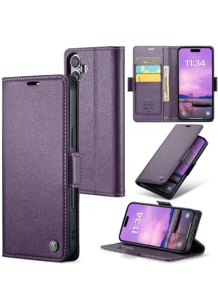 IPhone 16 Için Flip Case Kart Yuvası Kickstand Darbeye Vaka Anti Dolandırıcılık (Yurt Dışından)
