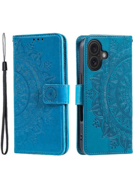 IPhone 16 Için Flip Case Totem Kabartma Kickstand Cüzdan Kılıf Pu Deri (Yurt Dışından)