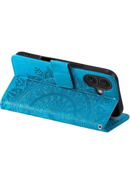 IPhone 16 Için Flip Case Totem Kabartma Kickstand Cüzdan Kılıf Pu Deri (Yurt Dışından) fırsatları