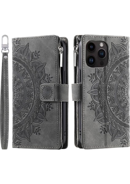 El Kayışı Totem Cüzdan ile IPhone 16 Pro Max Kickstand Için Flip Case (Yurt Dışından)
