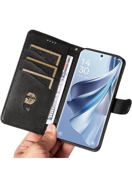 Oppo Filp 10 Pro 5g Için Filp Durumda Preslenmiş Pu Deri Ayrılabilir Siyah Kılıf (Yurt Dışından)