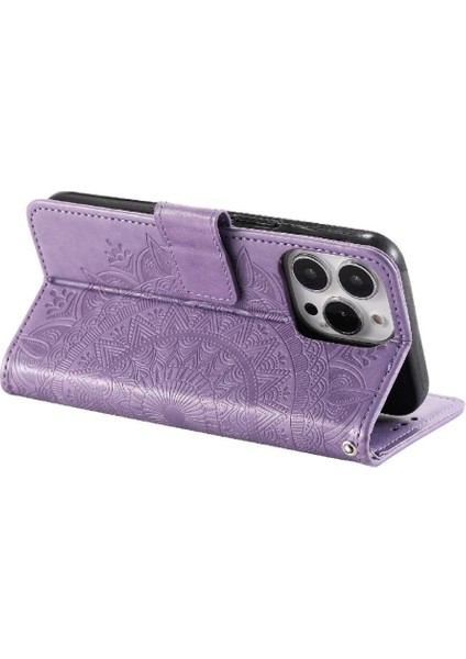 IPhone 14 Için Flip Case Pro Max Pu Deri Cüzdan Kılıf Totem Kabartma (Yurt Dışından)