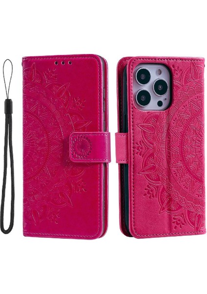 IPhone 16 Için Flip Case Pro Max Totem Kabartma Pu Deri Kickstand (Yurt Dışından)