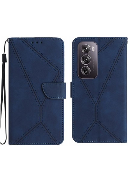 Oppo RENO12 5g Yumuşak Pu Deri Dikiş Kabartmalı Deri Cüzdan (Yurt Dışından)