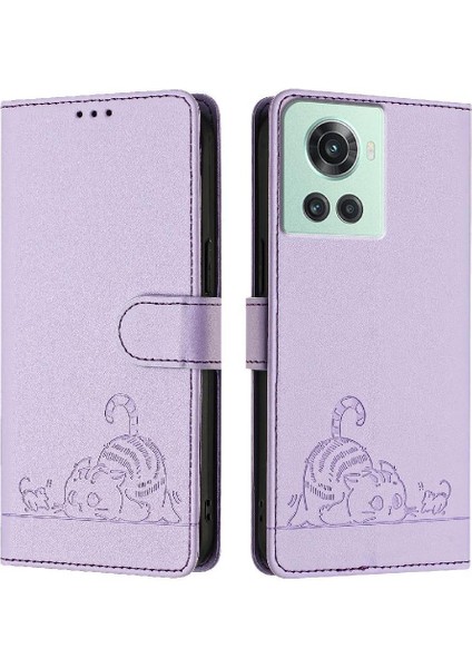 Oneplus 10R Kedi Rfıd Cüzdan Kapak Çevirin Kart Yuvası Tutucu Kickstand (Yurt Dışından)