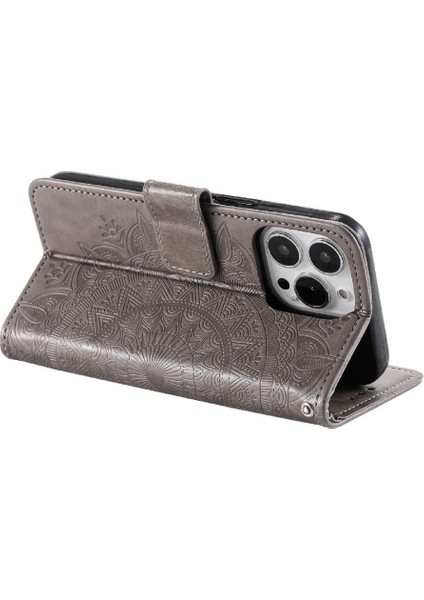 IPhone 15 Için Flip Case Pro Max Cüzdan Kılıf Totem Kabartma Kickstand Pu (Yurt Dışından)