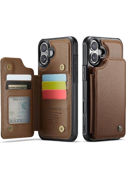 IPhone 16 Için Flip Case Artı Kickstand Kart Tutucu Ince Darbeye Vaka (Yurt Dışından)
