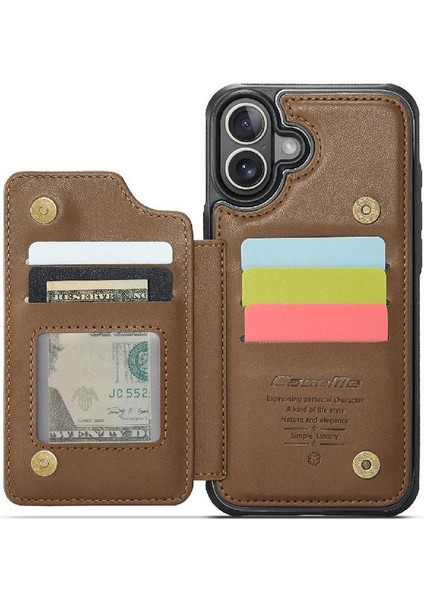 IPhone 16 Için Flip Case Artı Kickstand Kart Tutucu Ince Darbeye Vaka (Yurt Dışından)