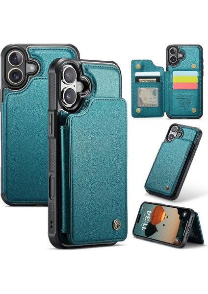 IPhone 16 Için Flip Case Artı Kickstand Kart Tutucu Ince Darbeye Vaka (Yurt Dışından)