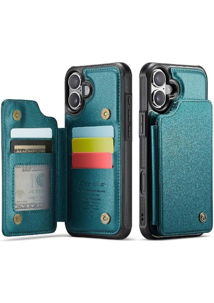 IPhone 16 Için Flip Case Artı Kickstand Kart Tutucu Ince Darbeye Vaka (Yurt Dışından)