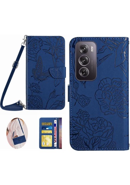 Oppo RENO12 5g Kelebekler ve Çiçekler Için Kılıf Deri Cüzdan Yumuşak Pu &amp; (Yurt Dışından)