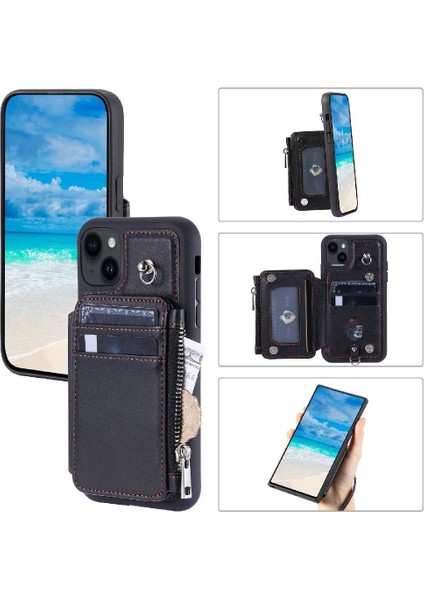 Cüzdan Kılıf IPhone 13 Mini Kickstand Pu Deri Flip Folio Kılıf 3 Kart (Yurt Dışından)