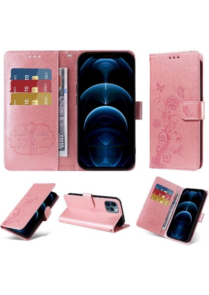 IPhone 12 Için Flip Case Pro Max Flip Çiçek Cardyuvaları Deri (Yurt Dışından)