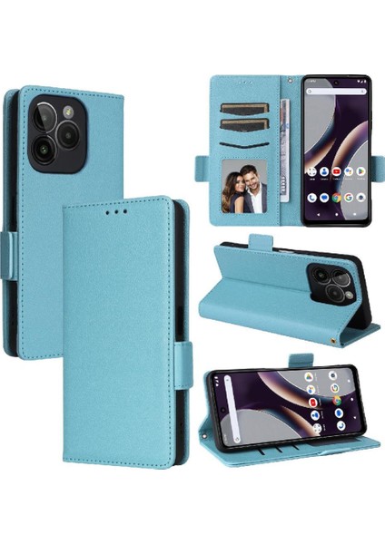 Blu G54 Yan Toka Pu Deri Manyetik Cüzdan Kart Yuvaları Için Flip Case (Yurt Dışından)